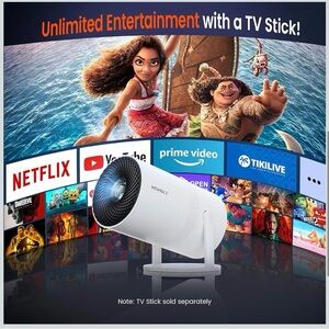 NEW - Mini Projector with WiFi and Bluetooth, Portable Movie Projector with 180°